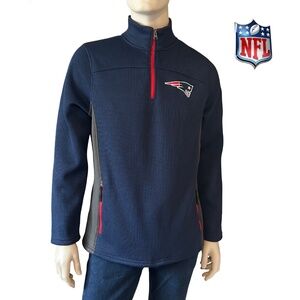 NFL Patriots Sweater Jacket Long Sleeve Embroidered Crests Zippered Pockets